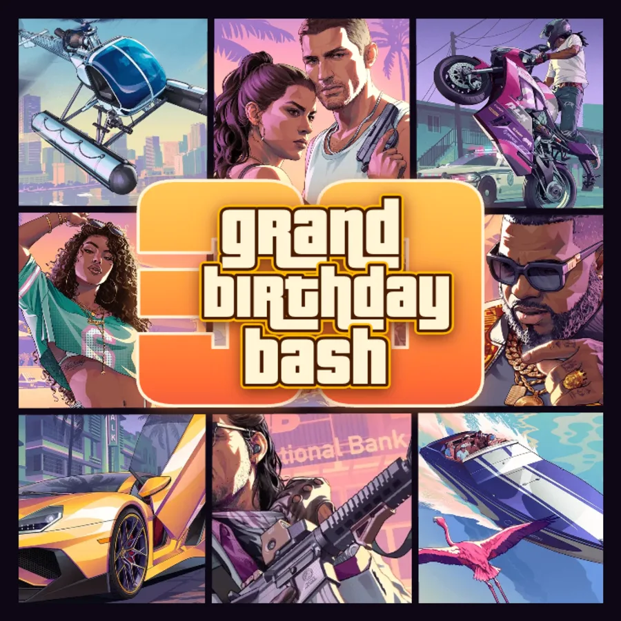 Grand birthday bash poster in the Grid layout