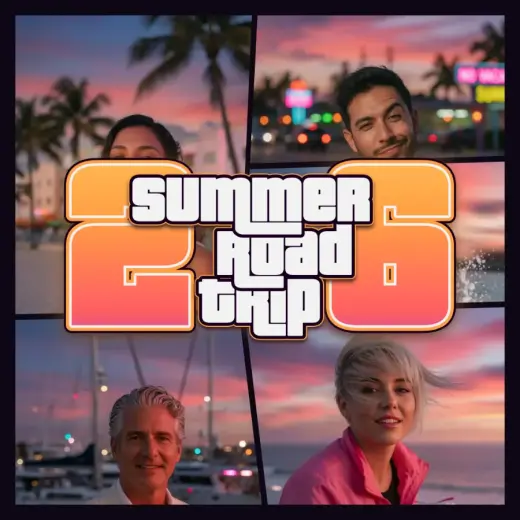 Summer road trip poster in the Feature layout